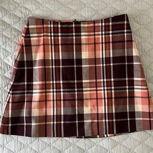 Aritzia Plaid Mini Skirt in Burgundy and Pink